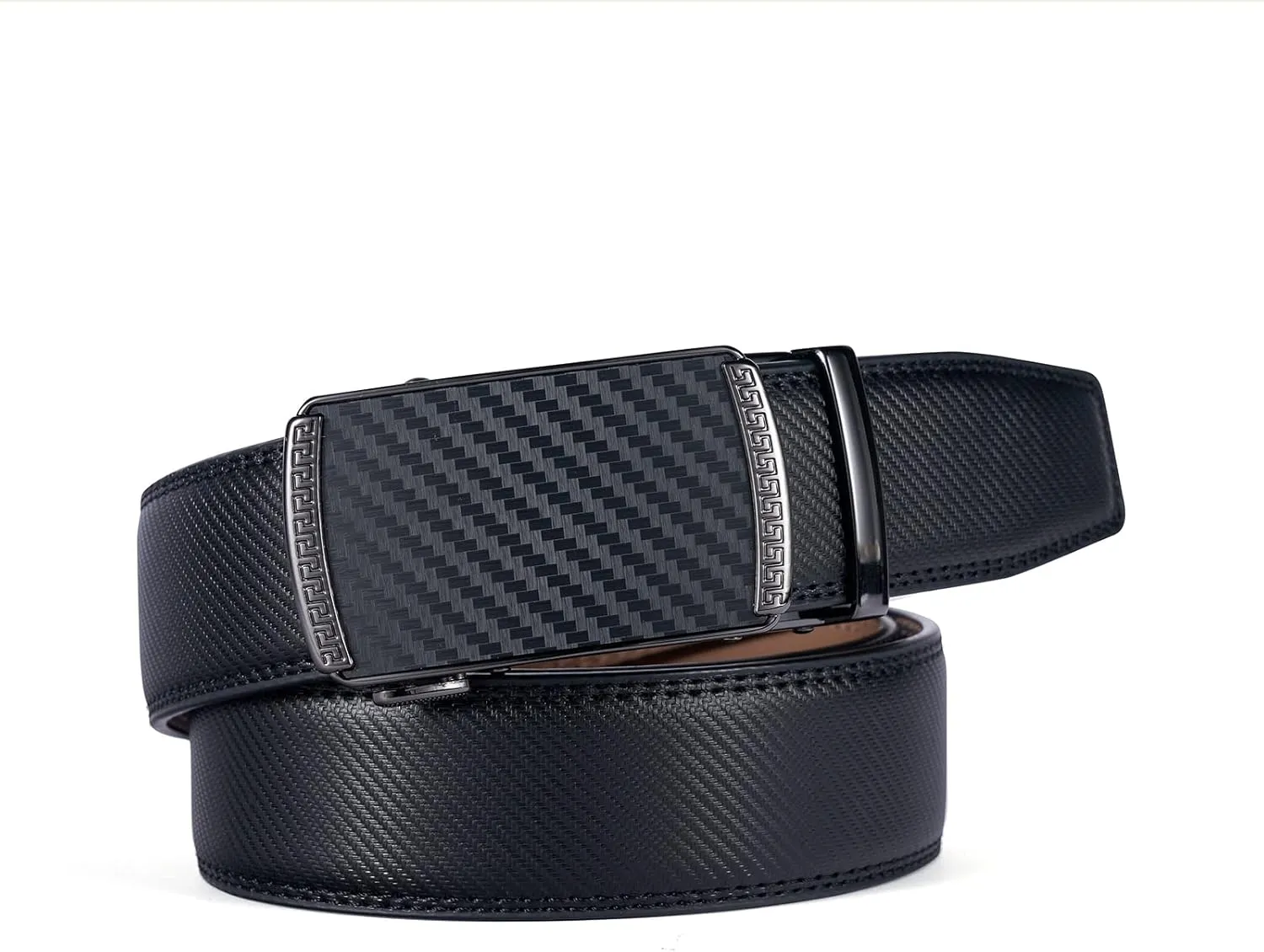 28"-68" Men's Leather Ratchet Dress Belt Big And Tall With Automatic Buckle