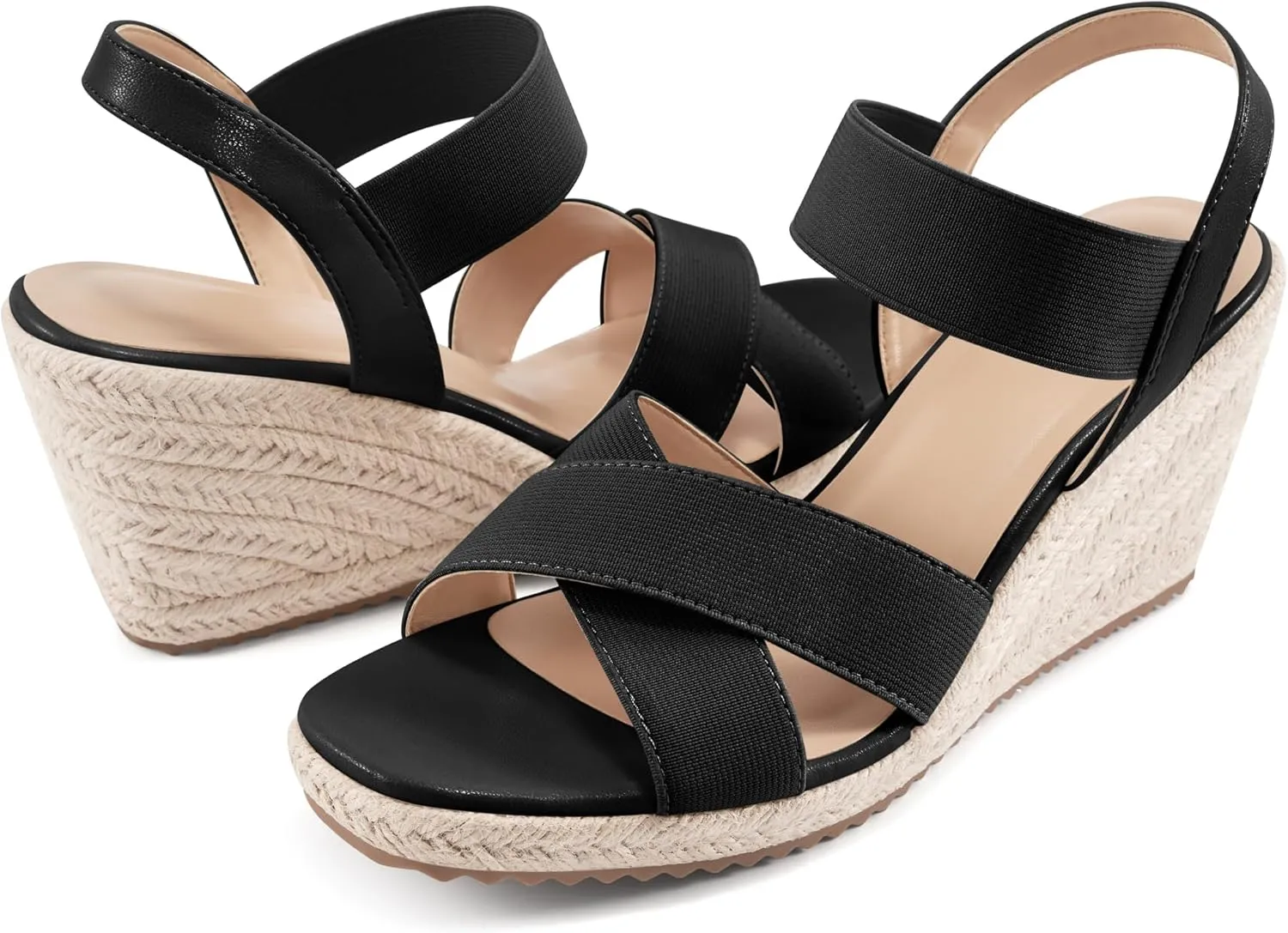 Ablanczoom Espadrilles Wedge Sandals for Women: Dressy Open Toe Ankle Strap Wedges Heels for Womens Comfortable Platform Sandal for Summer Casual Vacation Travel Work