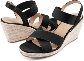 Ablanczoom Espadrilles Wedge Sandals for Women: Dressy Open Toe Ankle Strap Wedges Heels for Womens Comfortable Platform Sandal for Summer Casual Vacation Travel Work