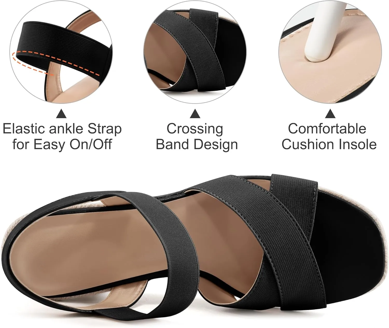 Ablanczoom Espadrilles Wedge Sandals for Women: Dressy Open Toe Ankle Strap Wedges Heels for Womens Comfortable Platform Sandal for Summer Casual Vacation Travel Work