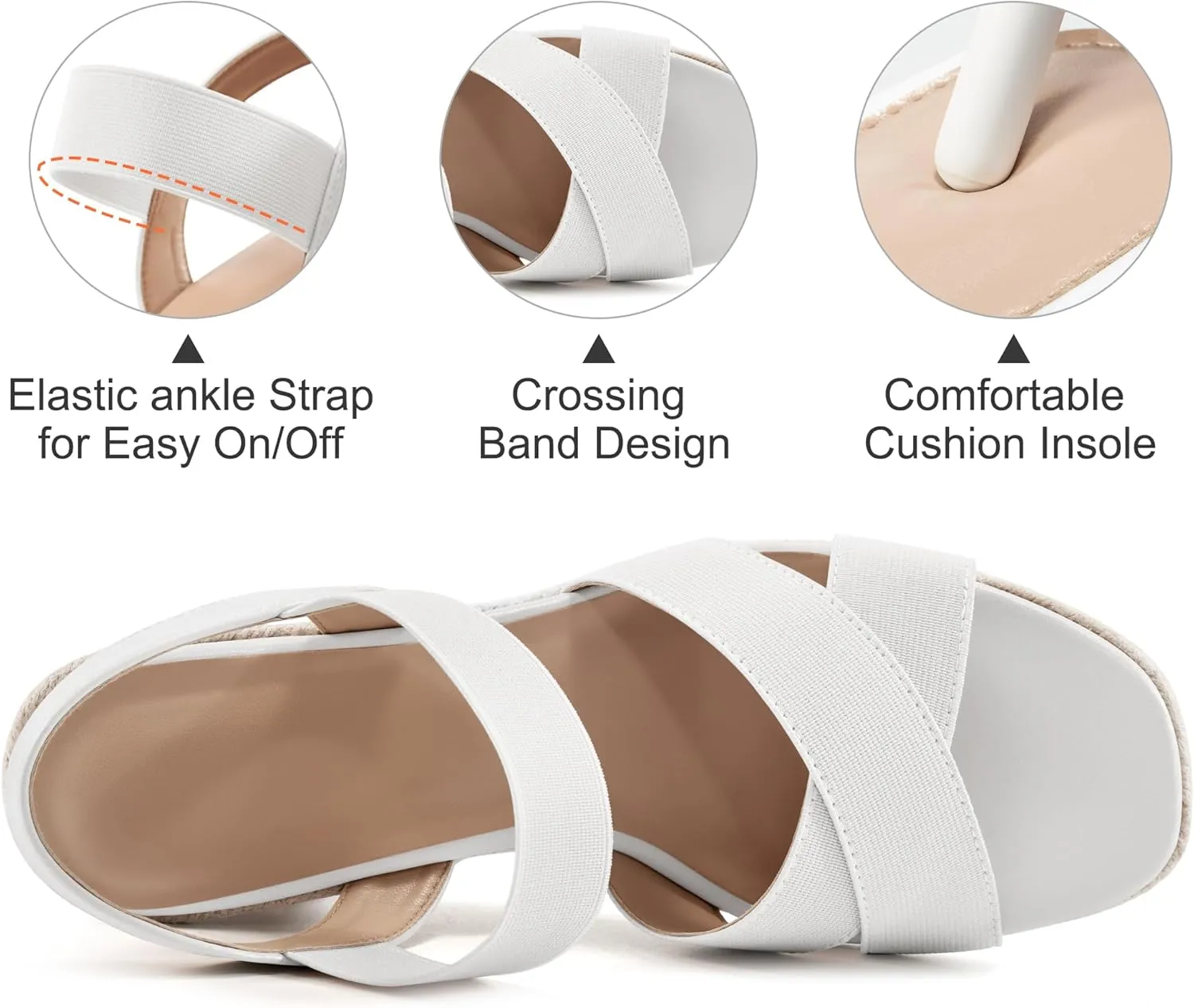 Ablanczoom Espadrilles Wedge Sandals for Women: Dressy Open Toe Ankle Strap Wedges Heels for Womens Comfortable Platform Sandal for Summer Casual Vacation Travel Work
