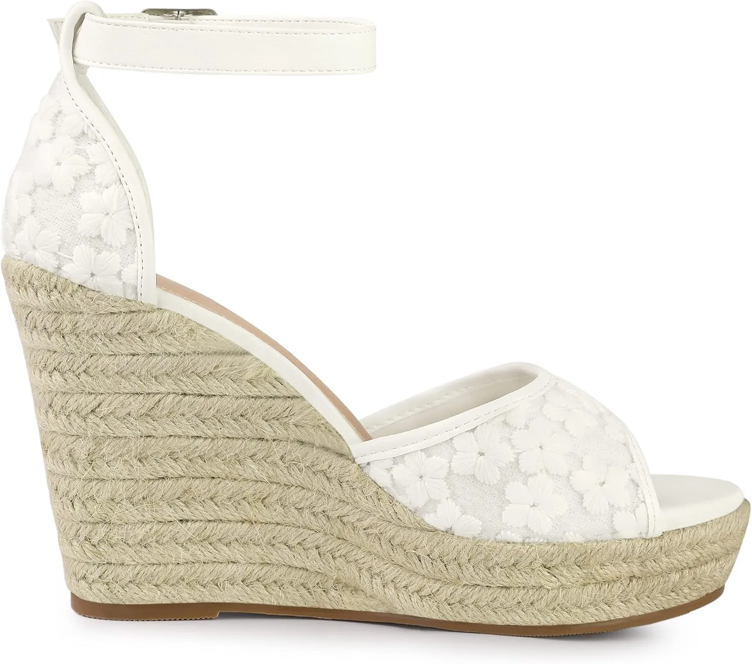 Allegra K Women's Lace Platform Espadrilles Wedge Heels Sandals