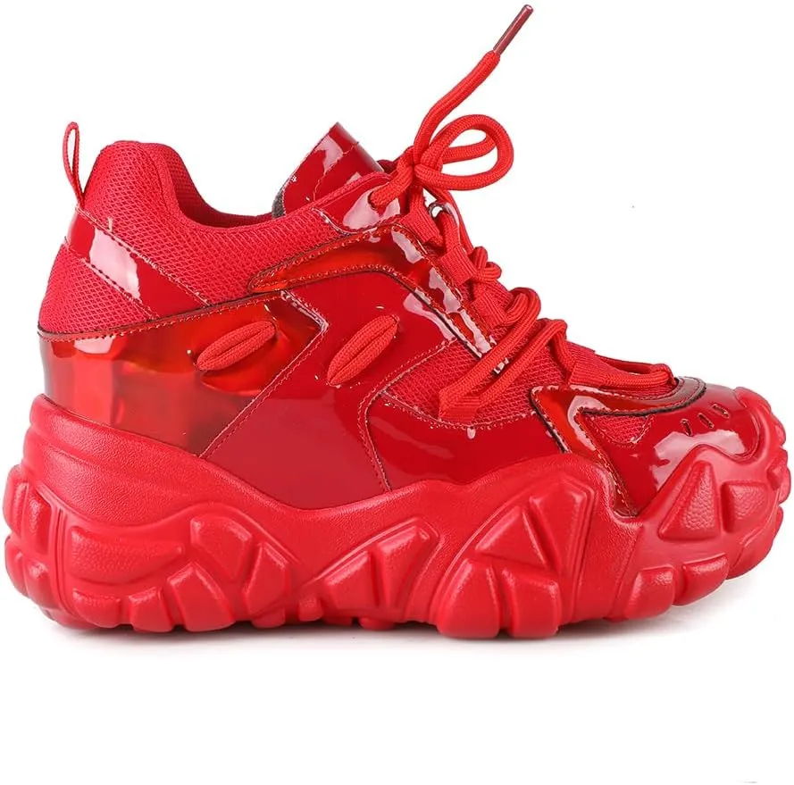 AnthonyWang Persimmon-01 Lace Up Hidden Wedge Women's Sneakers