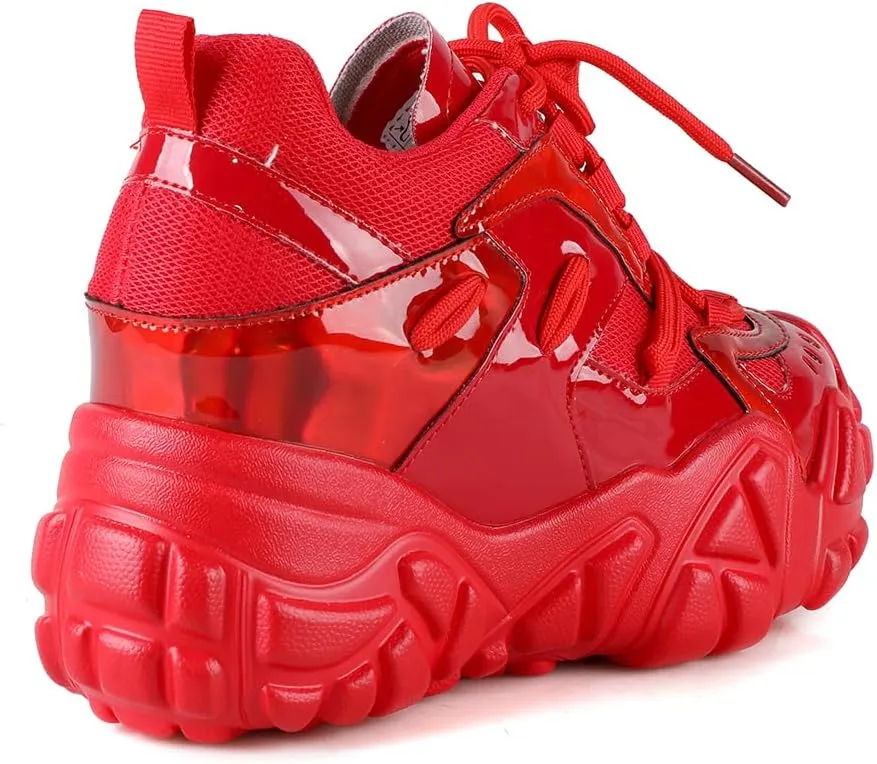 AnthonyWang Persimmon-01 Lace Up Hidden Wedge Women's Sneakers