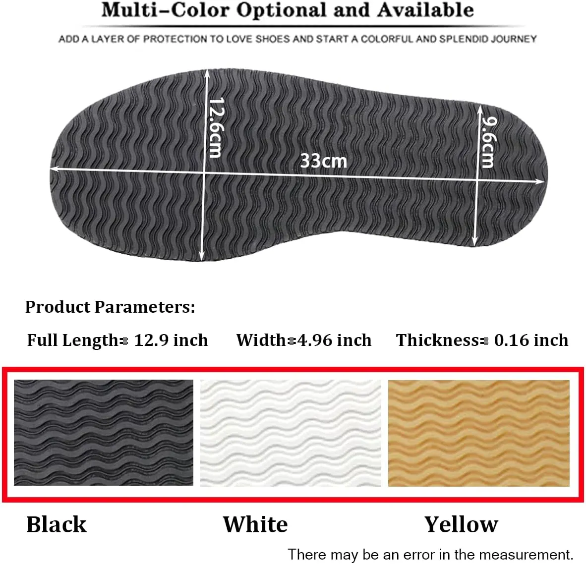 Anti-Slip Rubber Replacement Shoe Bottom Repair Material, Wave Black, 12.8 x 5.11 inch, 0.15 inch thickness