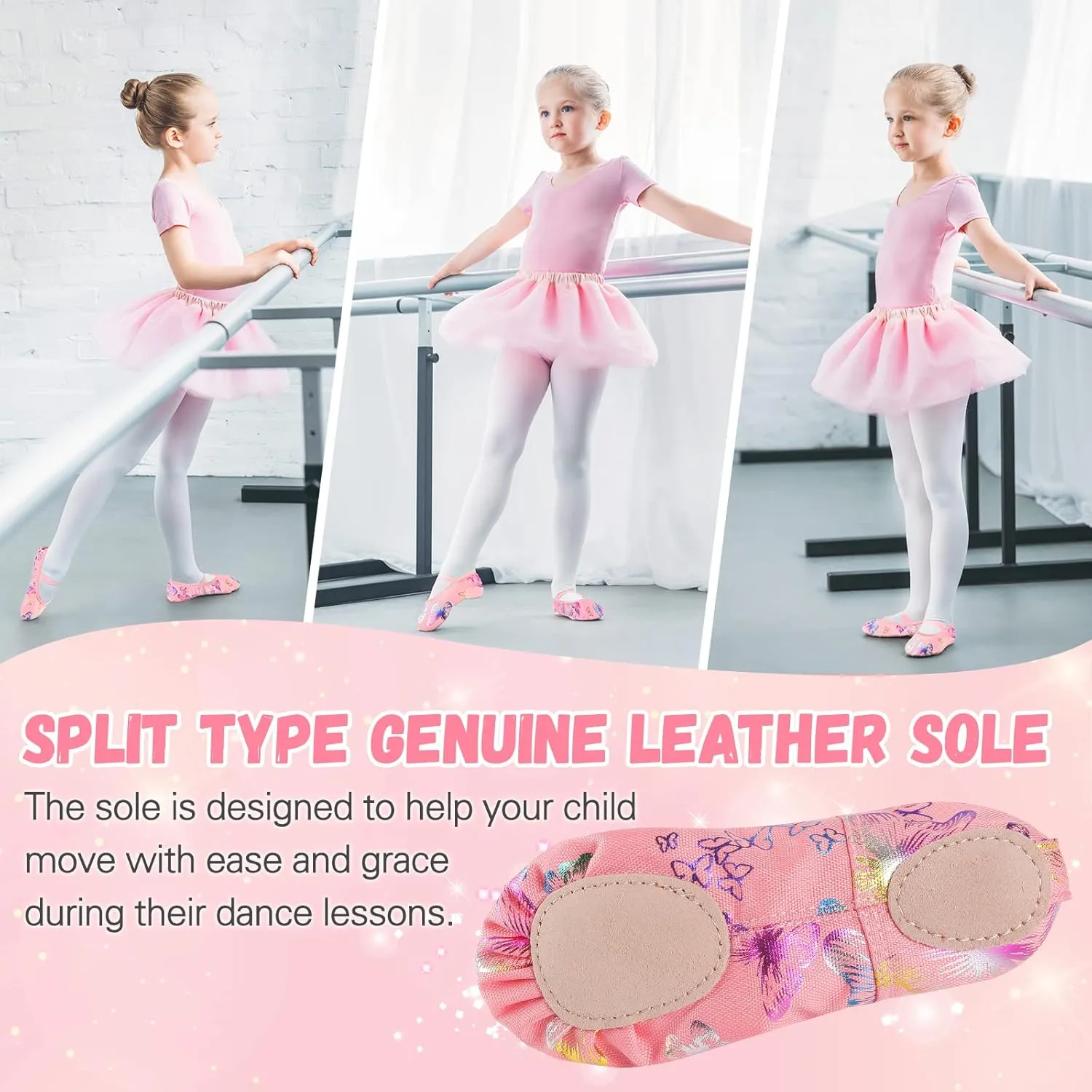 Ballet Shoes for Girls, Split Sole Toddler Ballet Shoes Satin Ballet Slippers for Girls Toddler/Little/Big Kid