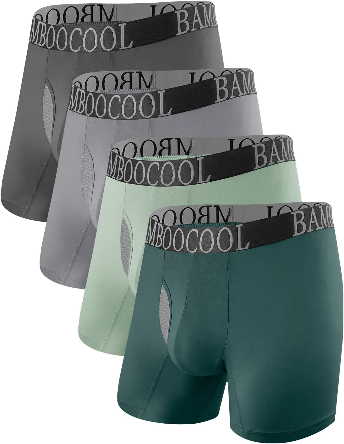 BAMBOO COOL Men's Ultra Breathable Underwear Mesh Boxer Briefs with Lightwight Wasitband,No Ride Up,Multipack