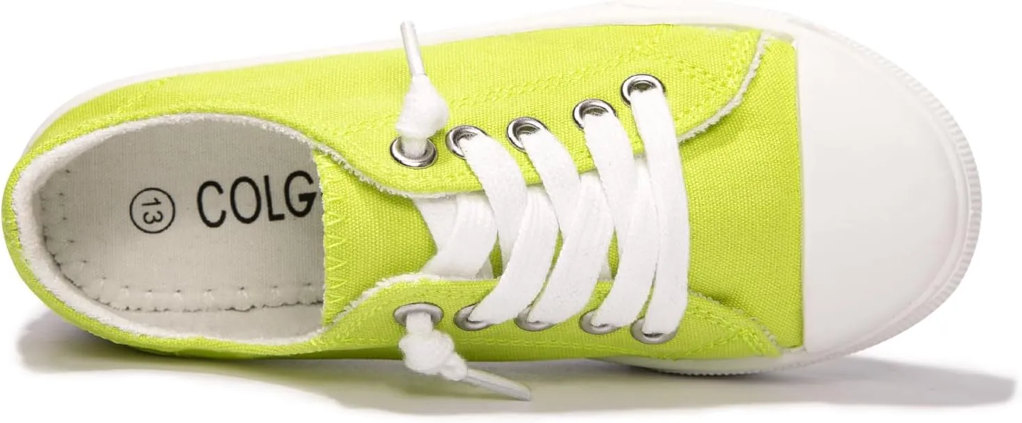 Colgo Boys Girls Sneakers Canvas Lace up Walking Shoes for Little Big Kids Size 11-6