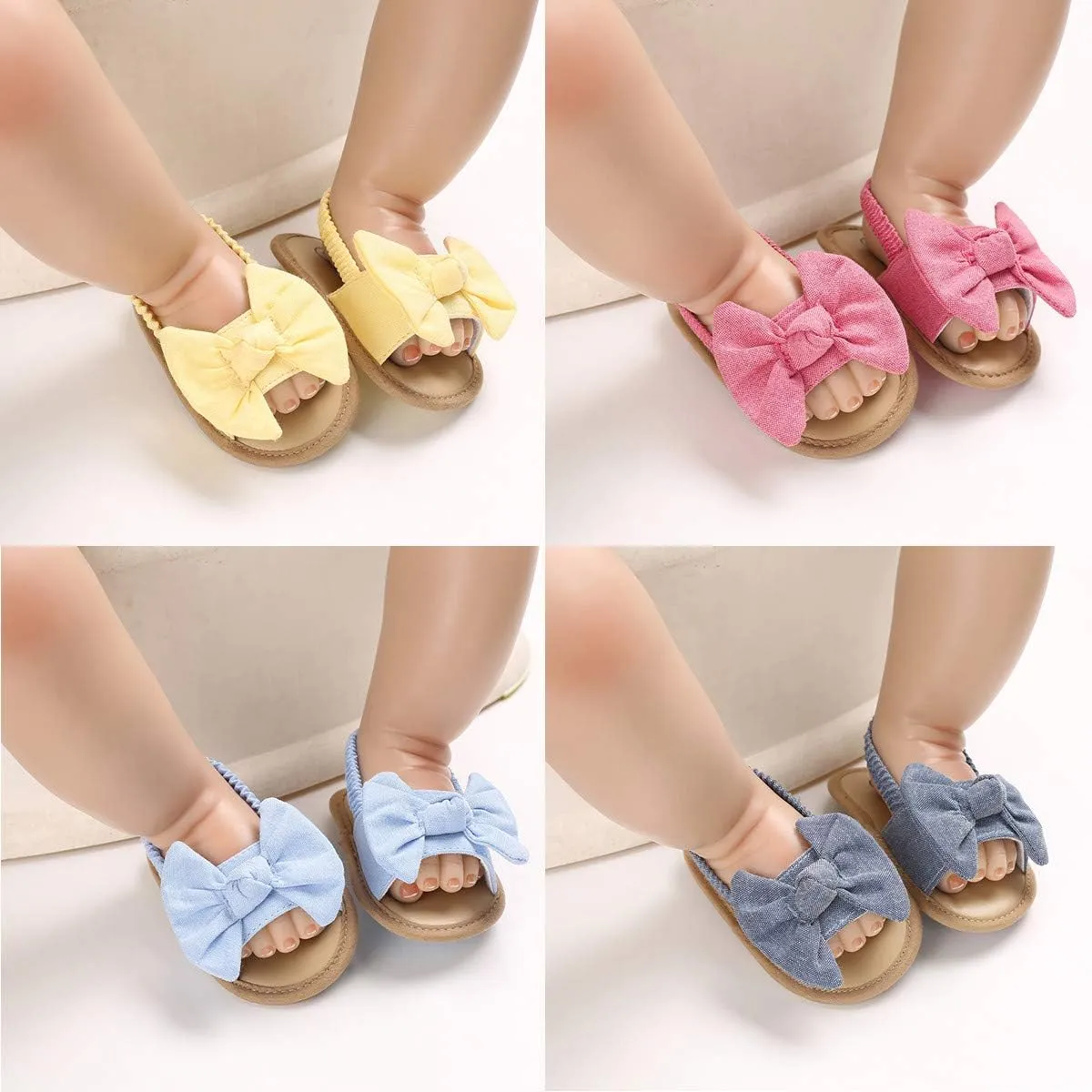 COSANKIM Infant Baby Girls Summer Sandals with Flower Soft Sole Newborn Toddler First Walker Crib Dress Shoes