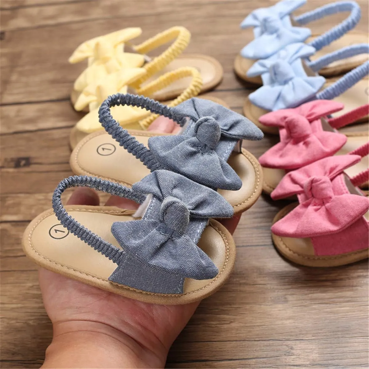 COSANKIM Infant Baby Girls Summer Sandals with Flower Soft Sole Newborn Toddler First Walker Crib Dress Shoes