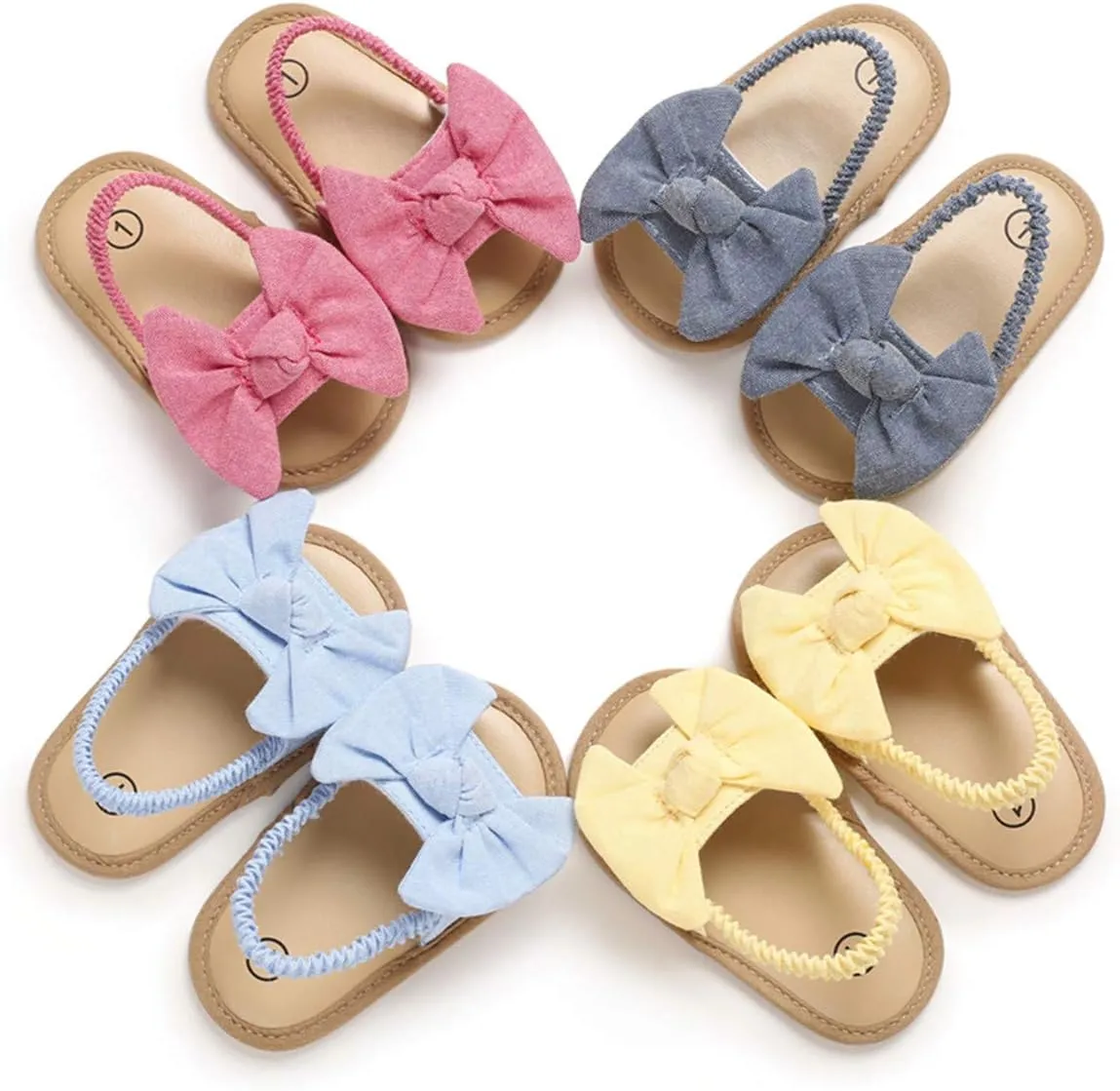 COSANKIM Infant Baby Girls Summer Sandals with Flower Soft Sole Newborn Toddler First Walker Crib Dress Shoes
