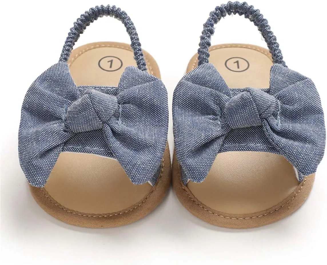 COSANKIM Infant Baby Girls Summer Sandals with Flower Soft Sole Newborn Toddler First Walker Crib Dress Shoes