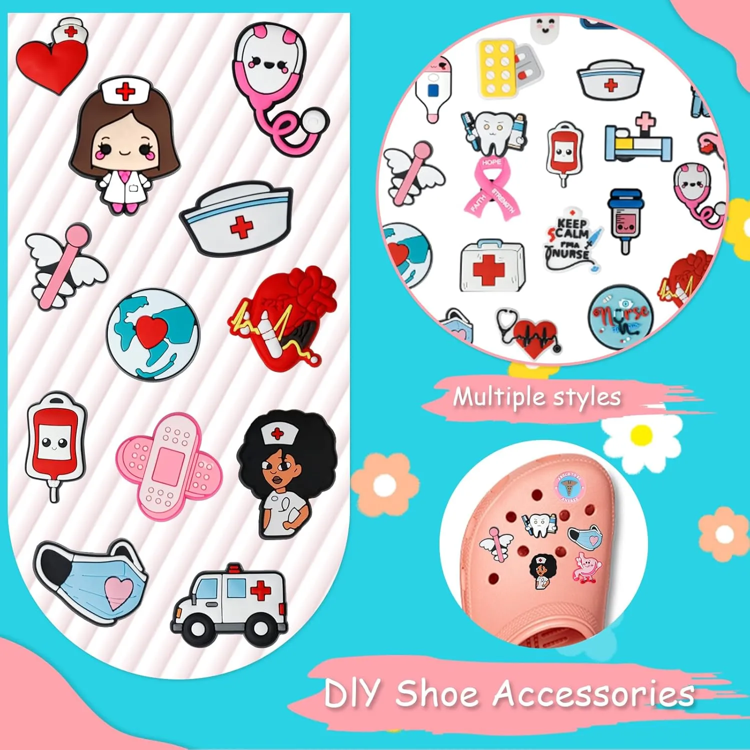 Cute Shoe Charms for Clog Shoes Slides Sandals PVC Shoe Decoration Accessories for Kids Teens Adults Girls Bulk Pack