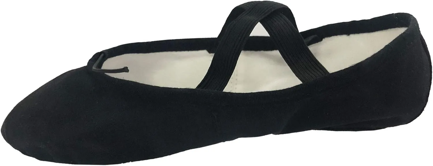 Danzcue Girl's Canvas Ballet Shoes Split Sole Ballet Slippers for Girl Dance Shoes