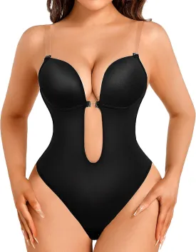 Decorus Shapewear Backless Bodysuit Strapless: Low-back Thong Body-shaper Invisible Women - Build in Bra Open-back Bodysuits