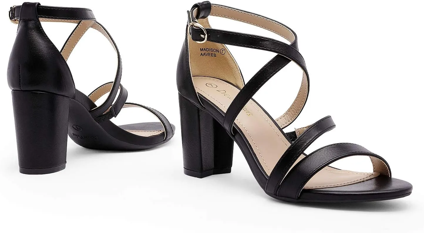 DREAM PAIRS Womens Ankle Strap Dress Pump Low Chunky Heel Sandals