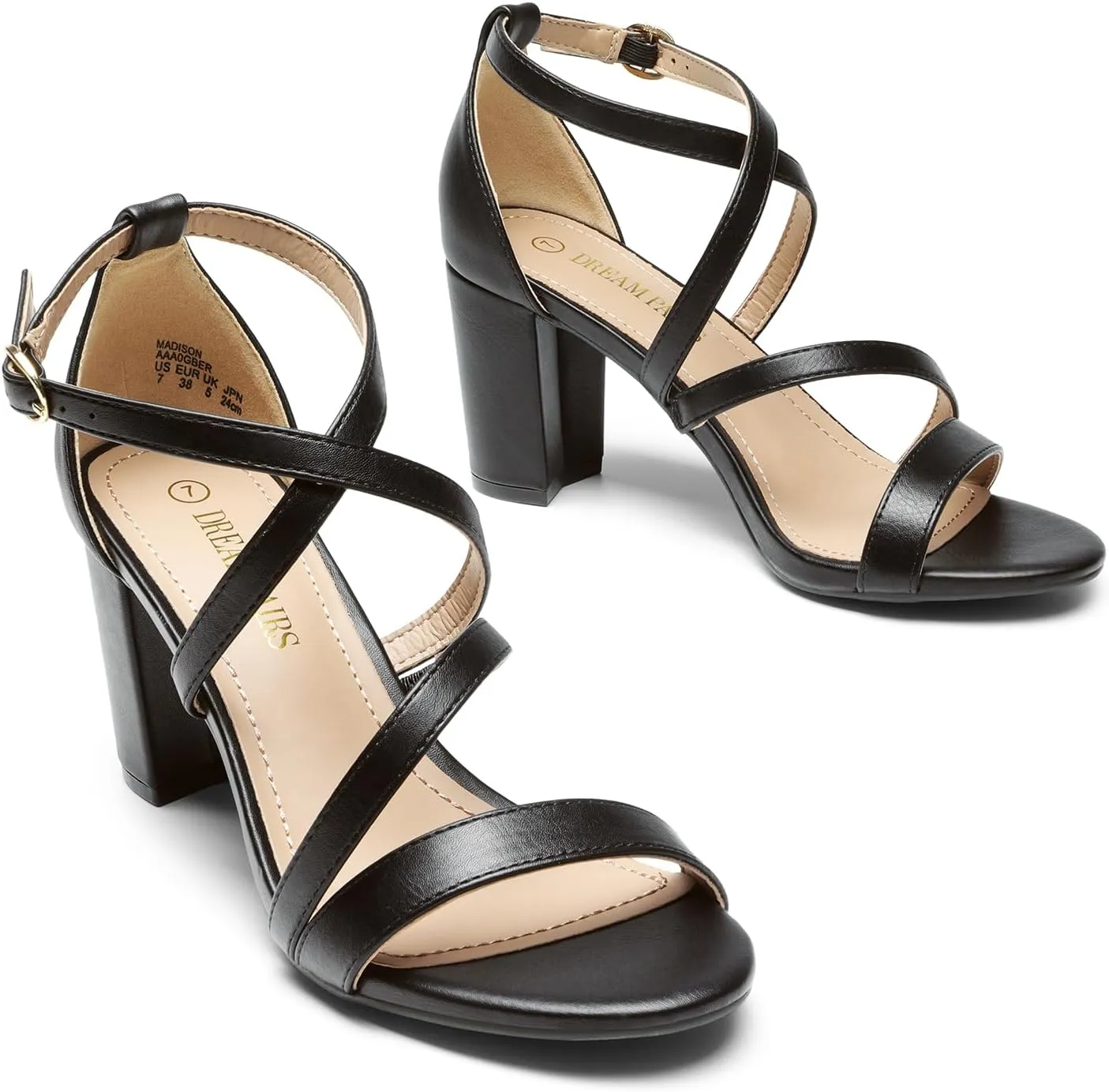 DREAM PAIRS Womens Ankle Strap Dress Pump Low Chunky Heel Sandals