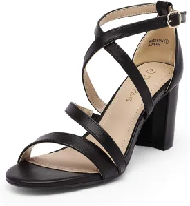 DREAM PAIRS Womens Ankle Strap Dress Pump Low Chunky Heel Sandals