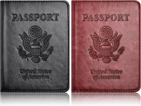 Eoehro 2Pack Passport Holder Wallet Cover Case, Travel Essentials for Women and Men