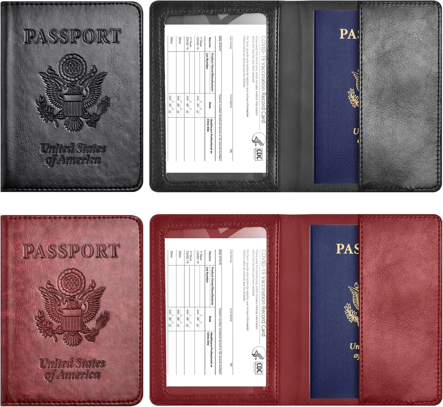 Eoehro 2Pack Passport Holder Wallet Cover Case, Travel Essentials for Women and Men