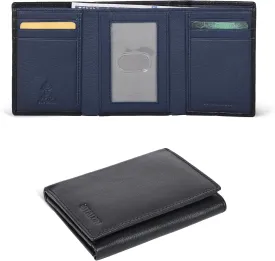 ESTALON Leather Trifold Wallet For Men - RFID Blocking - 6 Card Slots, 2 Slip Pockets & 1 Front ID Window - Minimalist Design, Slim Wallet
