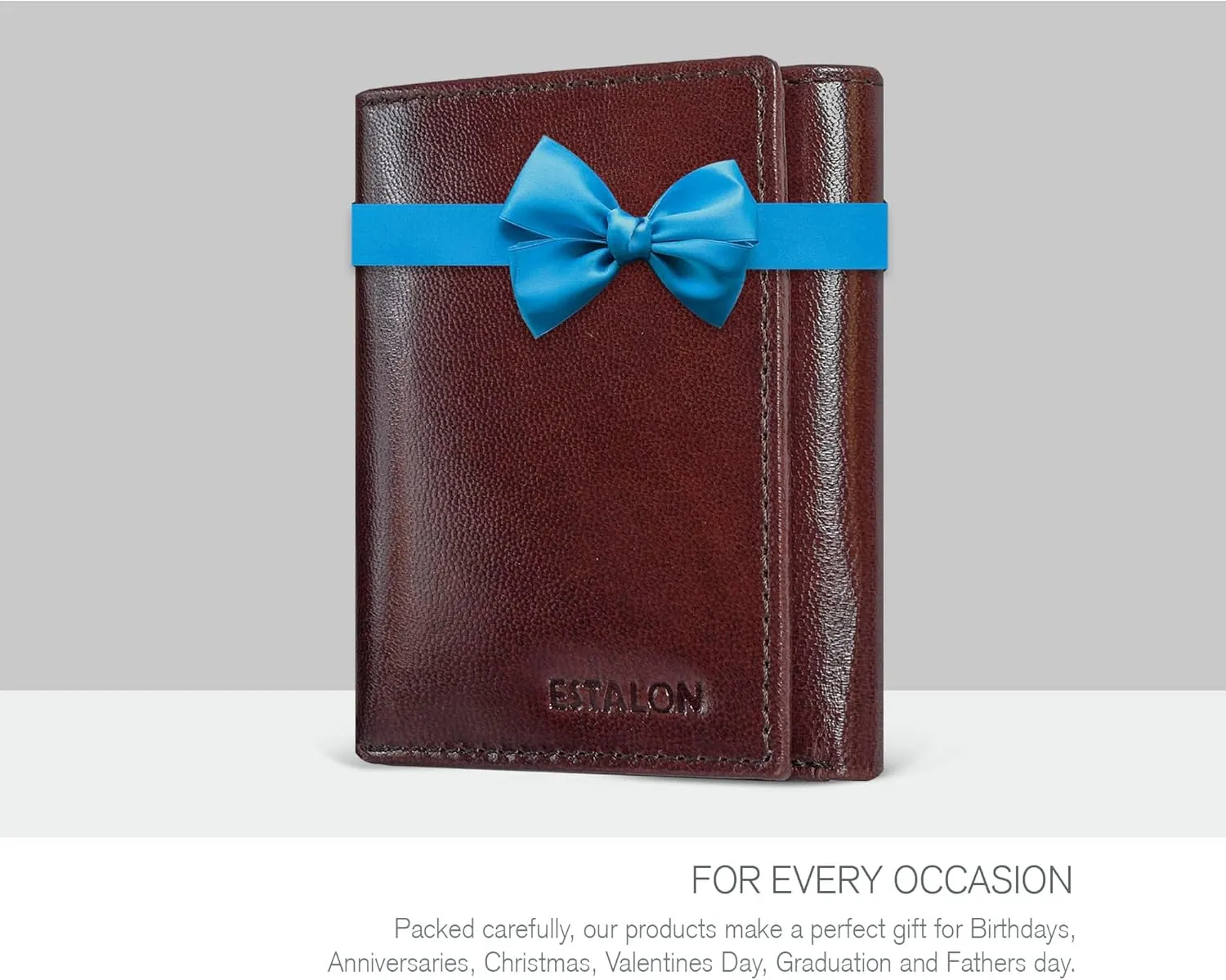 ESTALON Leather Trifold Wallet For Men - RFID Blocking - 6 Card Slots, 2 Slip Pockets & 1 Front ID Window - Minimalist Design, Slim Wallet