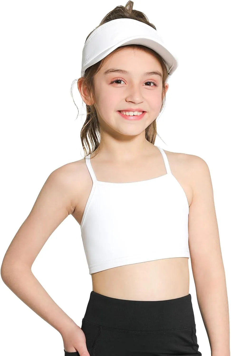 Girls Sports Bra - Spaghetti Strap Y Back Training Bras for Teens Racerback Yoga Bra Comfort Crop Top