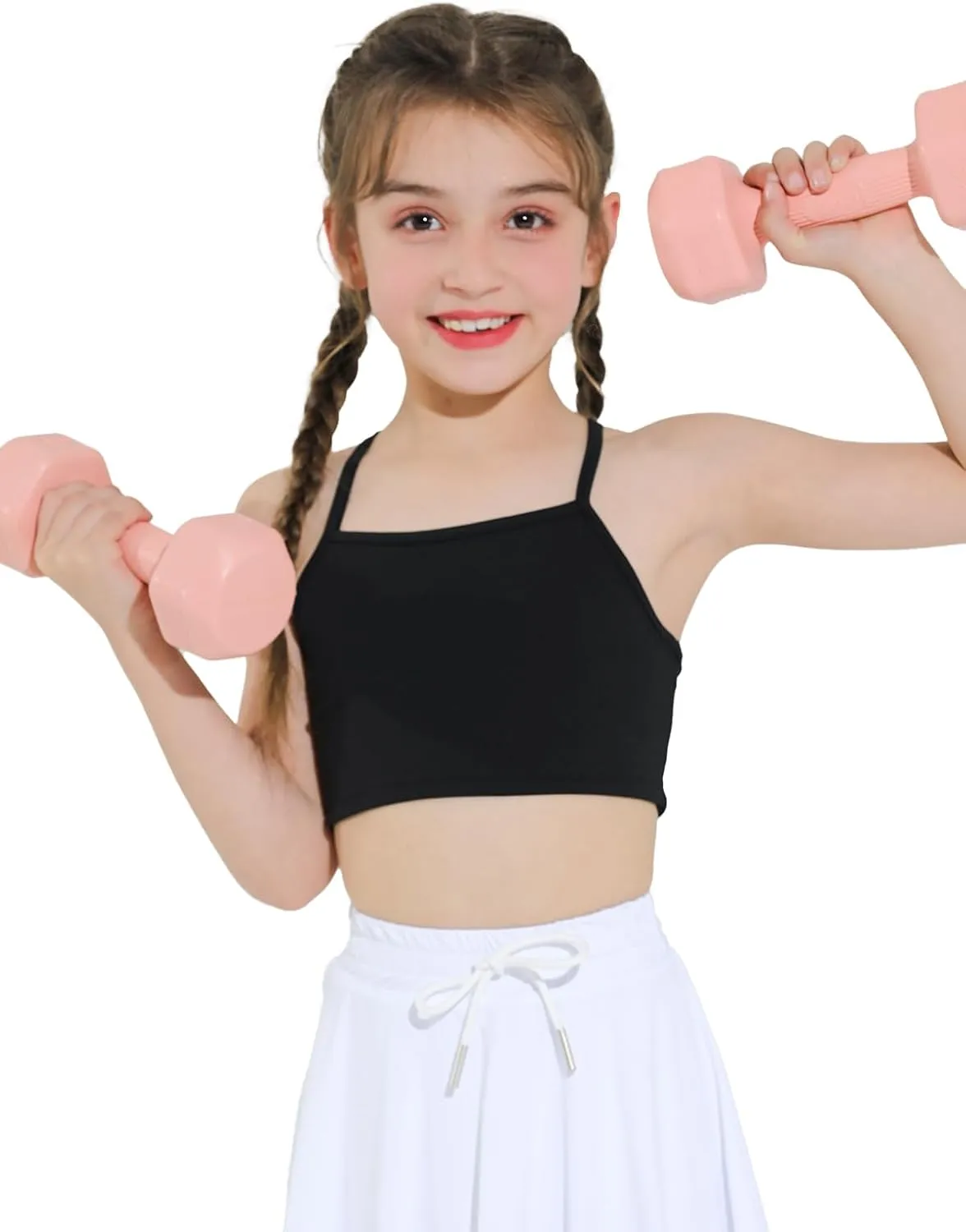 Girls Sports Bra - Spaghetti Strap Y Back Training Bras for Teens Racerback Yoga Bra Comfort Crop Top