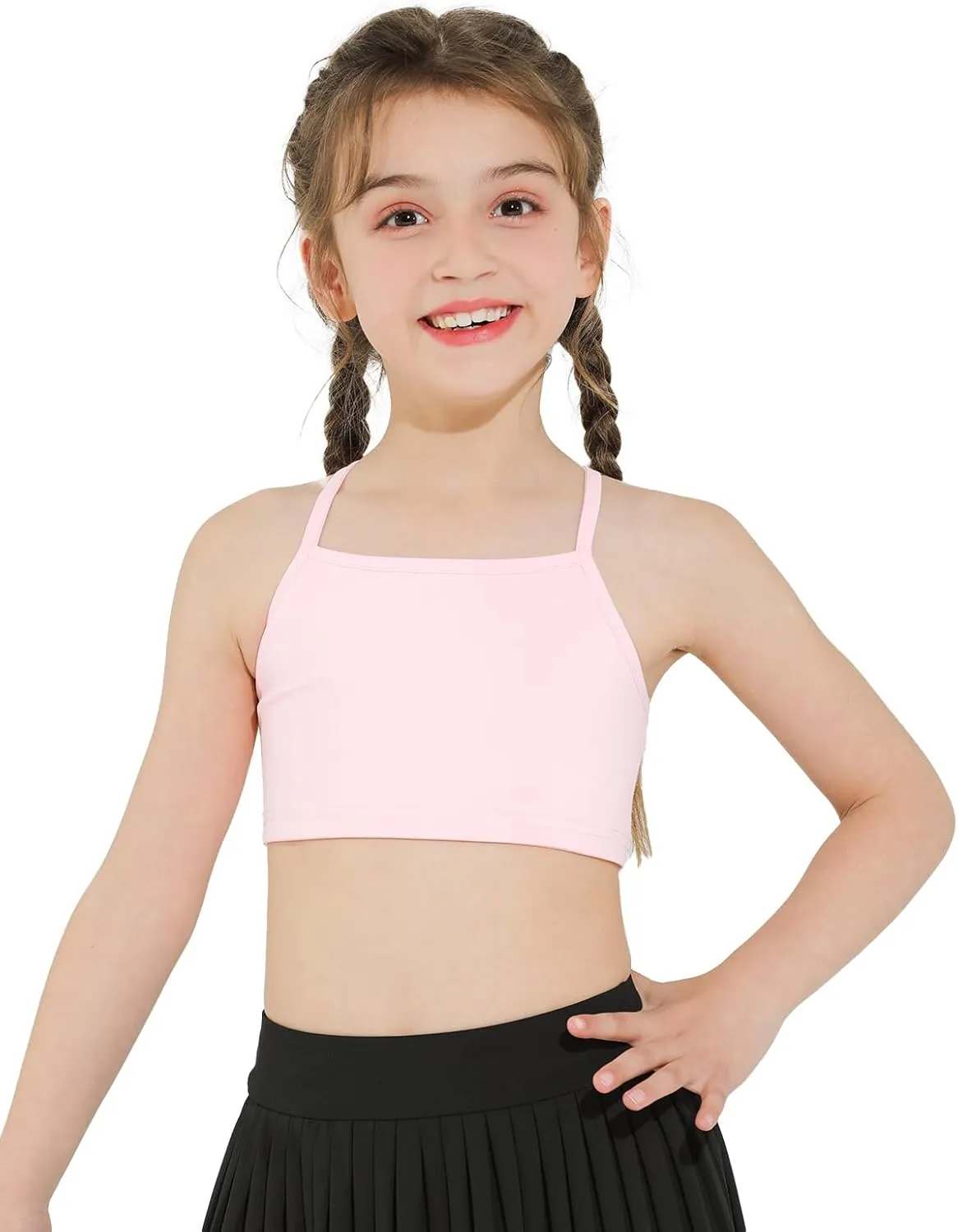 Girls Sports Bra - Spaghetti Strap Y Back Training Bras for Teens Racerback Yoga Bra Comfort Crop Top