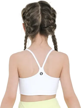 Girls Sports Bra - Spaghetti Strap Y Back Training Bras for Teens Racerback Yoga Bra Comfort Crop Top