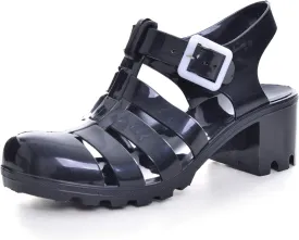 Hee grand Crystal Jelly Heel Sandals For Women Summer Beach Jelly Shoes
