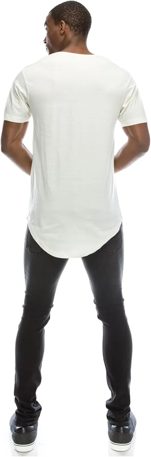 JC DISTRO Mens Hipster Hip Hop Elong Longline Crewneck T-Shirt
