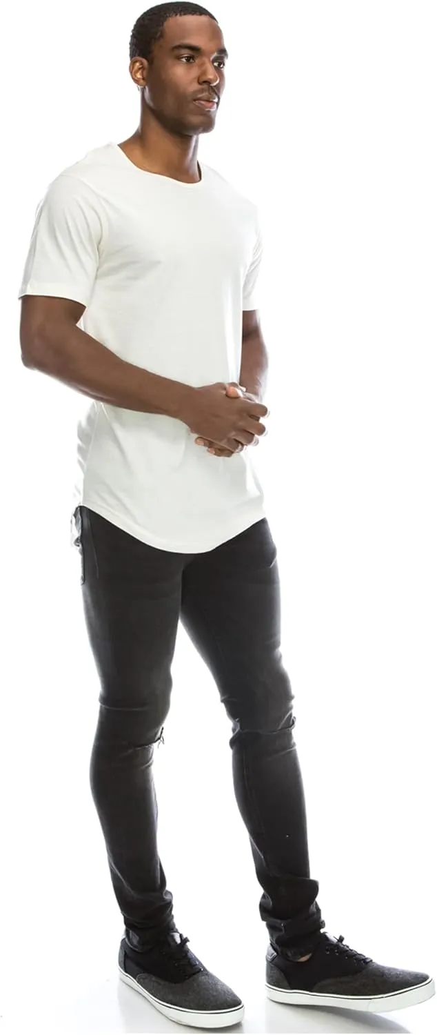JC DISTRO Mens Hipster Hip Hop Elong Longline Crewneck T-Shirt