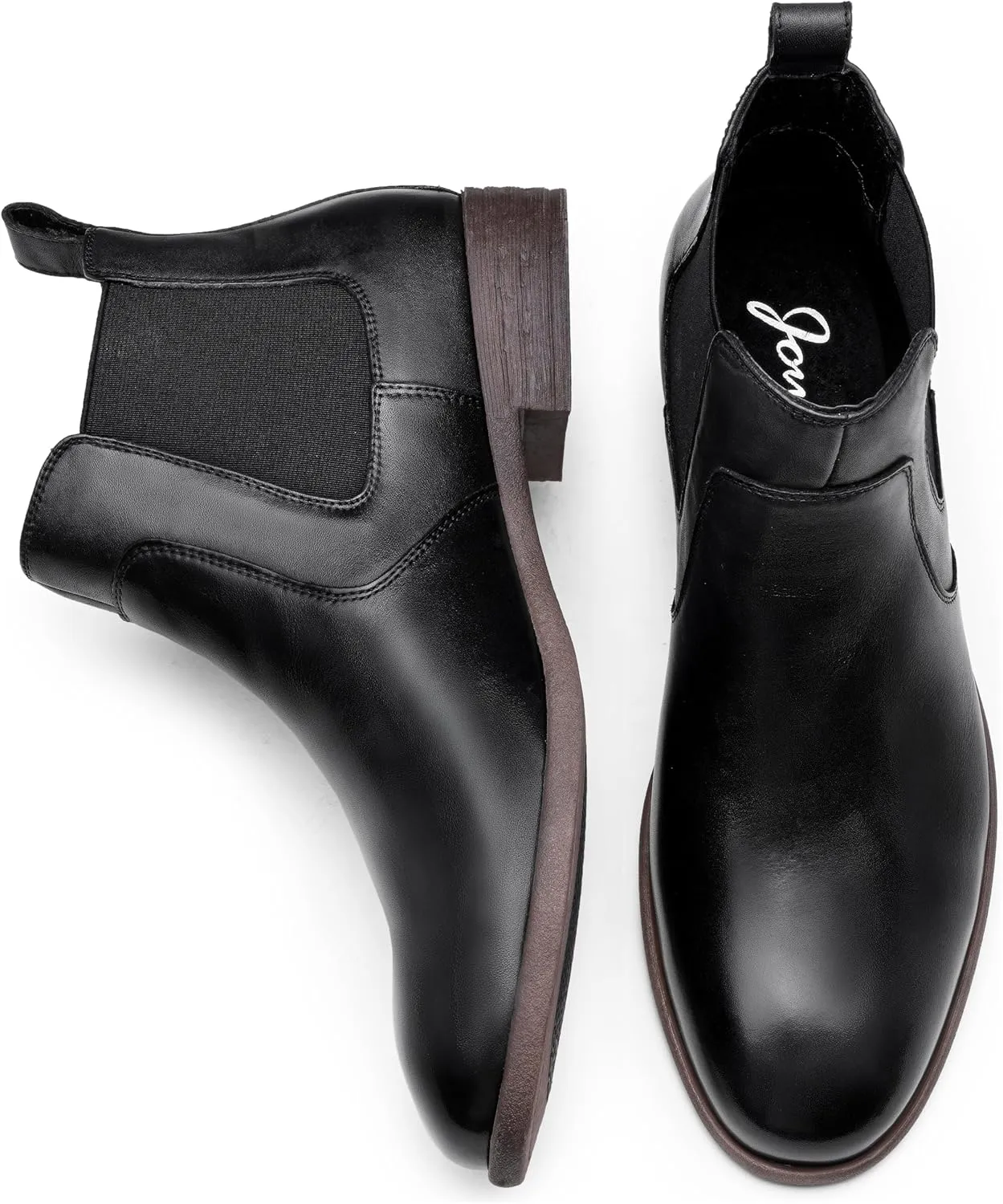 Jousen Men's Chelsea Boots Leather Lightweight Casual Chukka Ankle Boots Classic Elastic Dress Boots for Men