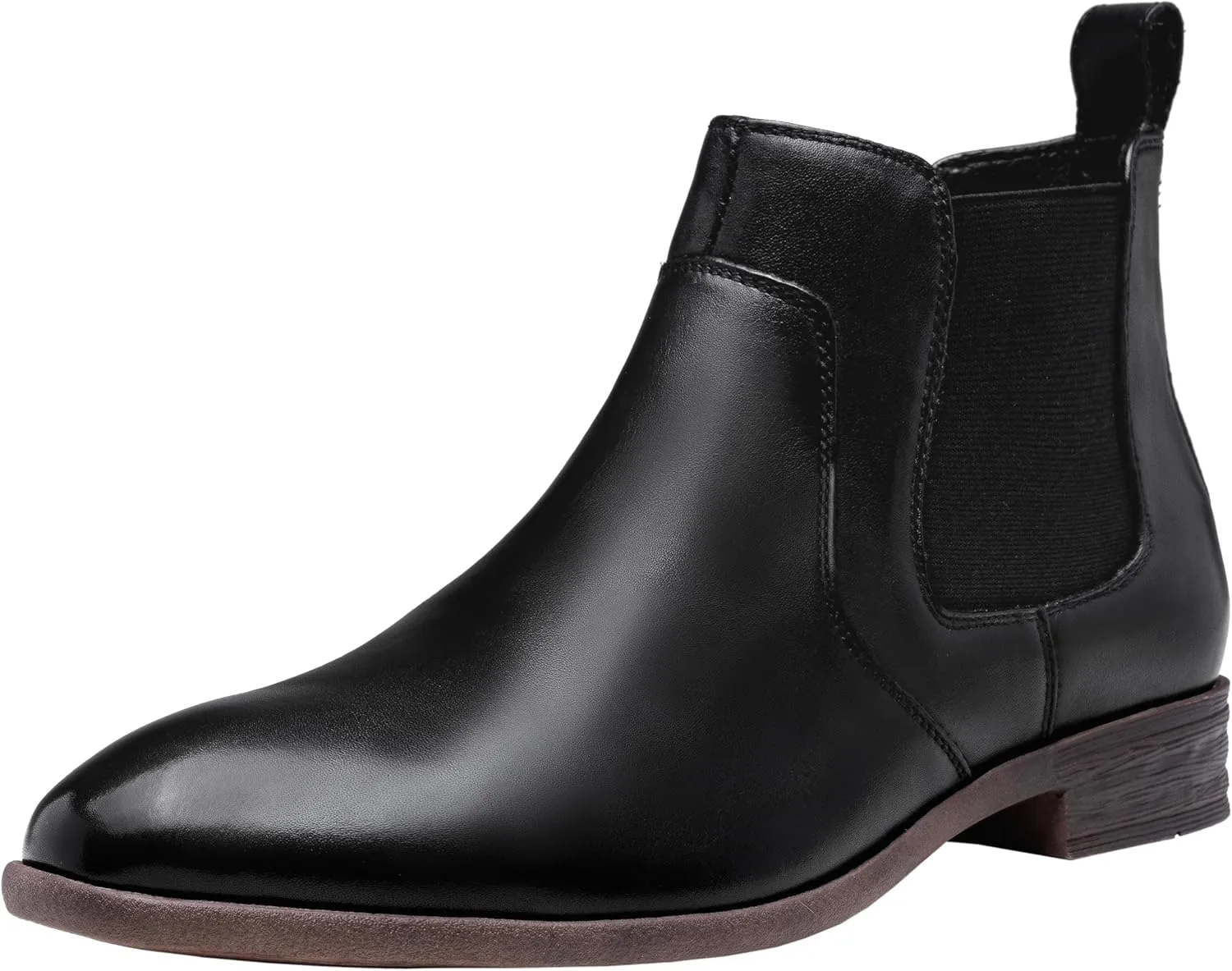 Jousen Men's Chelsea Boots Leather Lightweight Casual Chukka Ankle Boots Classic Elastic Dress Boots for Men