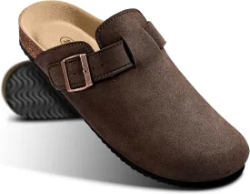 KEMISANT Men Clogs-Comfortable Suede Mules Slippers Sandals Nurse Potato Shoes Unisex-Cushioned Cork-Footbed