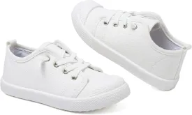 Kids White Shoes Toddlers Canvas Sneakers Slip-on Light Weight Comfortable Causal Running Shoes Skin-Friendly for Boys Girls