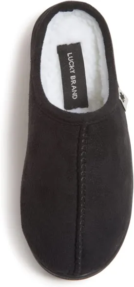 Lucky Brand Boys Memory Foam Microsuede Sherpa Clog Slippers, Fuzzy Non Slip Indoor Outdoor House Shoes, Kids Bedroom Clogs