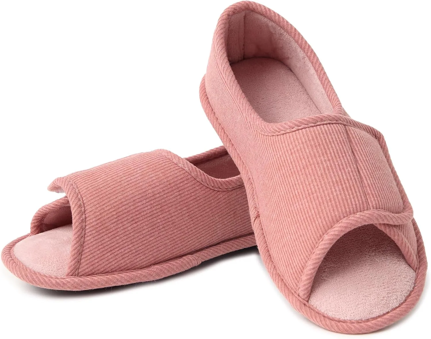 Magtoe Adjustable Open Toe Indoor Slippers Diabetic House Shoes with Hook and Loop for Men and Women Memory Home Slippers