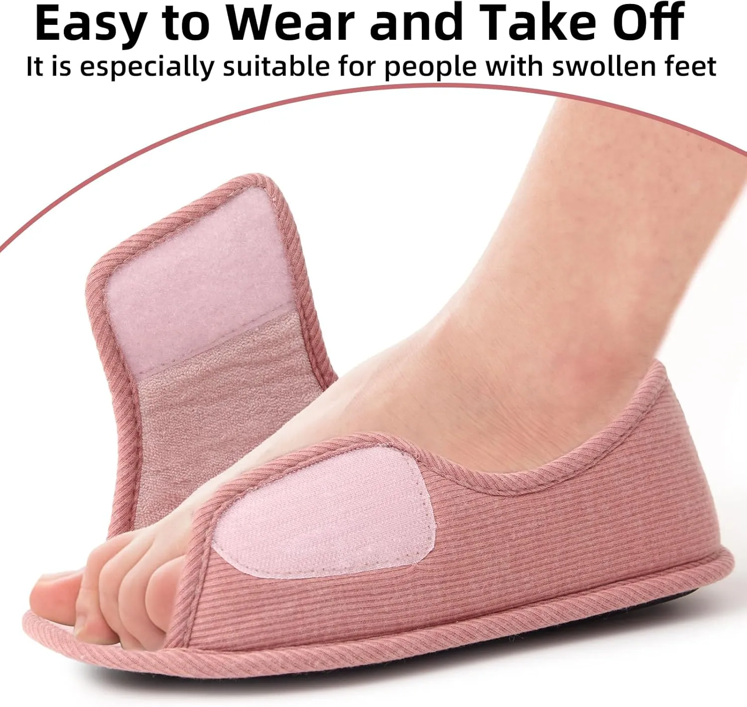 Magtoe Adjustable Open Toe Indoor Slippers Diabetic House Shoes with Hook and Loop for Men and Women Memory Home Slippers