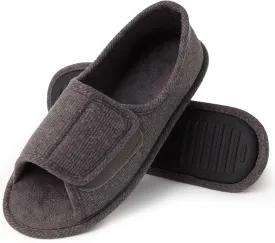Magtoe Adjustable Open Toe Indoor Slippers Diabetic House Shoes with Hook and Loop for Men and Women Memory Home Slippers