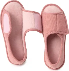 Magtoe Adjustable Open Toe Indoor Slippers Diabetic House Shoes with Hook and Loop for Men and Women Memory Home Slippers
