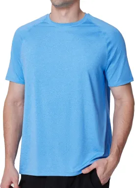 Men's UPF 50  Swim Shirts, Sun Protection Short Sleeve Rash Guard, Quick Dry T-Shirt for Fishing and Surfing