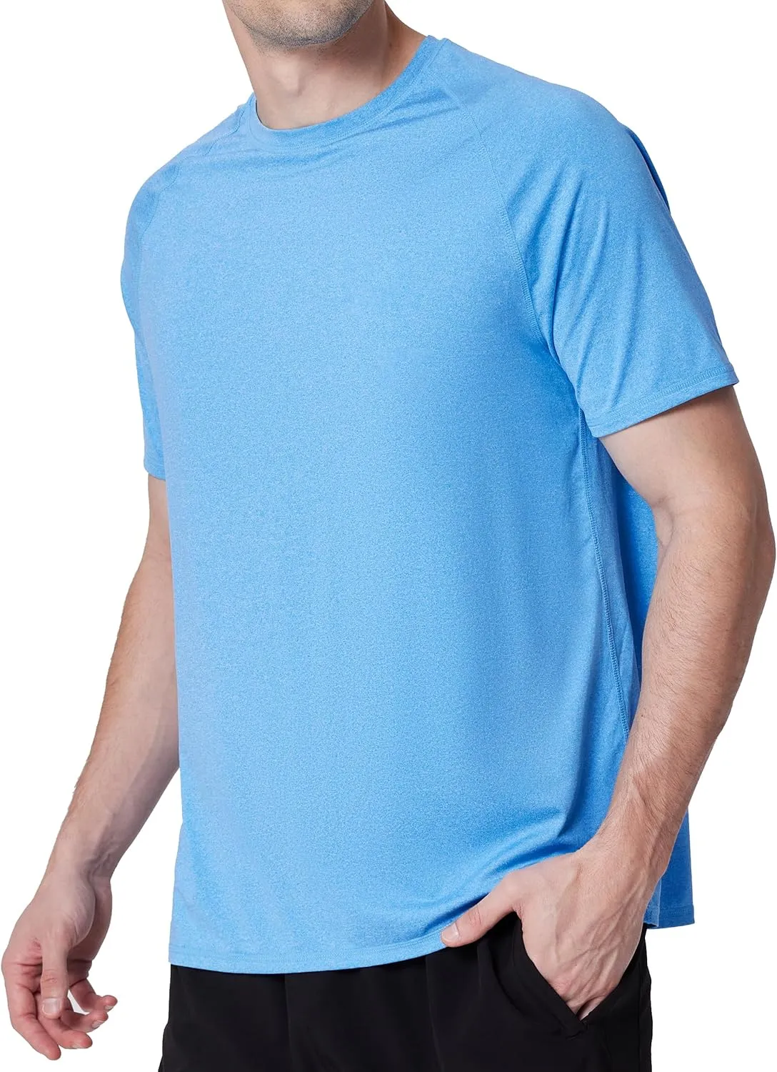 Men's UPF 50  Swim Shirts, Sun Protection Short Sleeve Rash Guard, Quick Dry T-Shirt for Fishing and Surfing