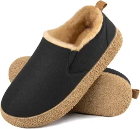 MERRIMAC Women's and Men's Faux Felt Slippers Closed-back Warm Comfy Non-slip Memory Foam Indoor House Shoes with Elastic Gores