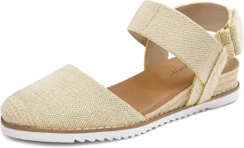 mysoft Women's Low Wedge Sandals Comfortable Closed Toe Espadrilles Slip on Elastic Ankle Strap Walking Sandals
