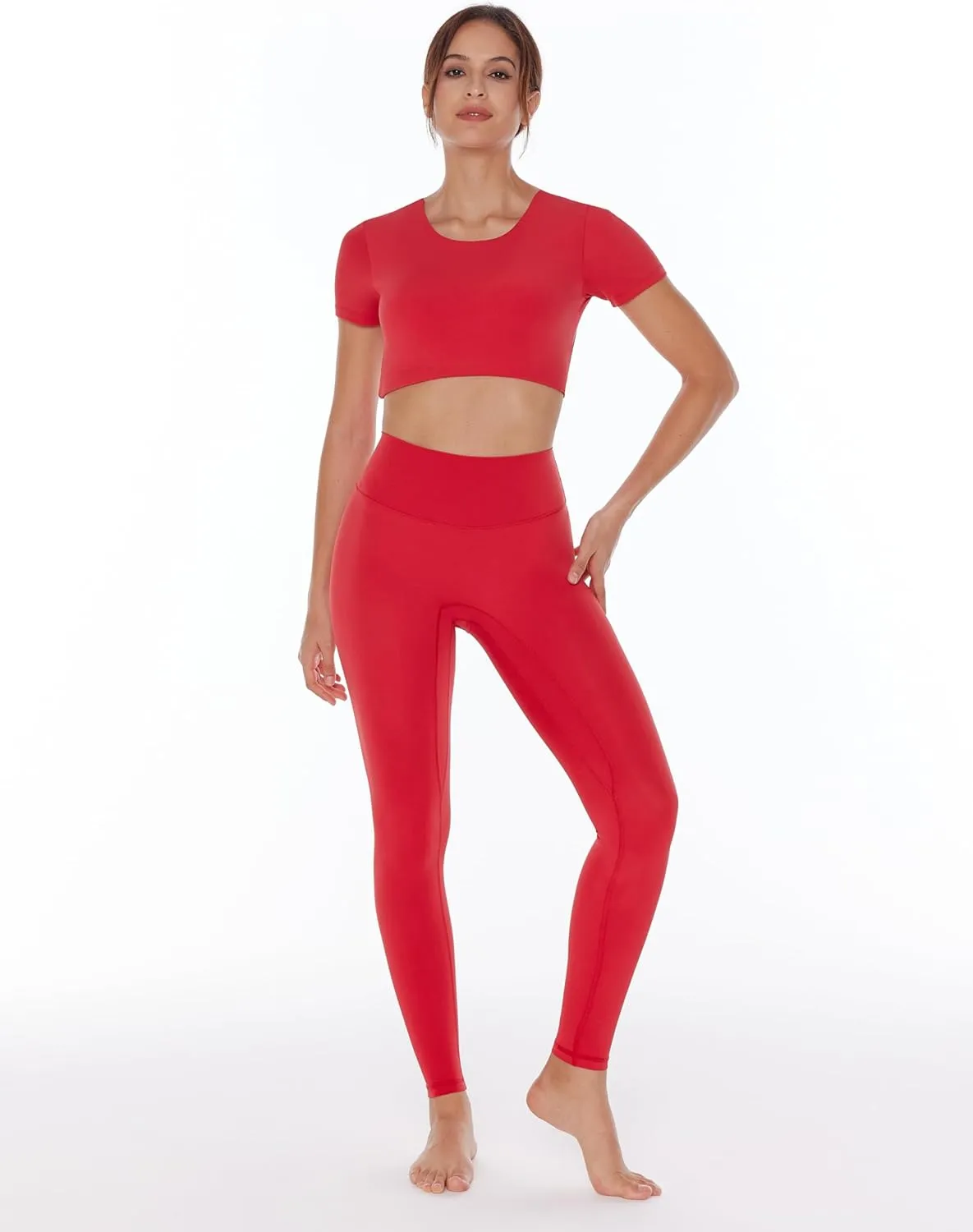 Open Back Workout Crop Tops for Women Backless Yoga Shirts Gym Short Sleeve Mild Support Compression Tee with Bra