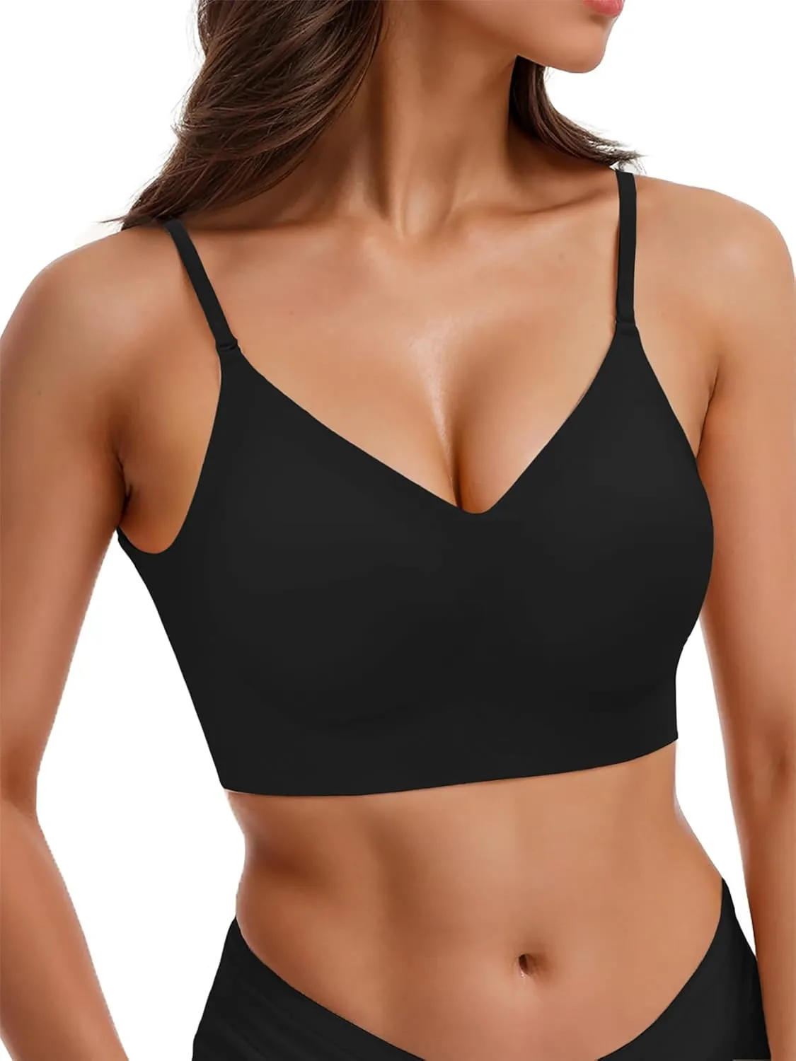 Seamless Low Back Bra Wireless Padded Bralette Thin Straps Comfort Halter Backless Cross Multiway Convertible Bras