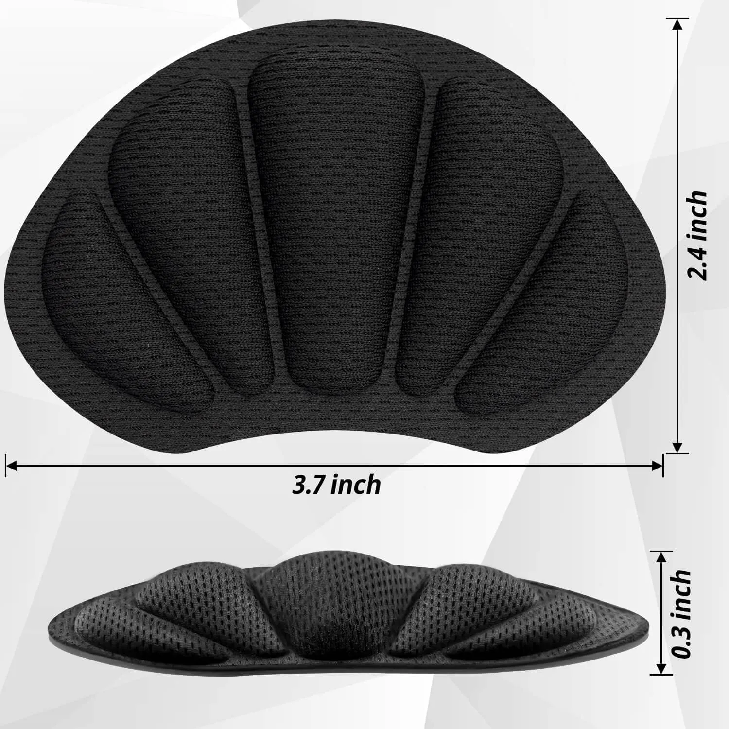 Shoe Heel Inserts, 8 Pcs Mesh Self-Adhesive Heel Cushion Pads for Back of Heel, Heel Cushion Inserts Prevent Shoes Too Big for Women Men, Black