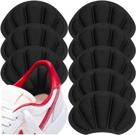 Shoe Heel Inserts, 8 Pcs Mesh Self-Adhesive Heel Cushion Pads for Back of Heel, Heel Cushion Inserts Prevent Shoes Too Big for Women Men, Black